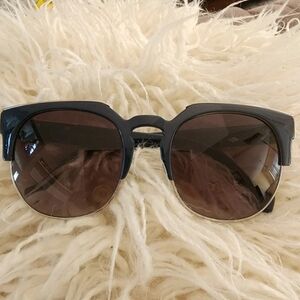 Balenciaga Womens Asymmetrical Square Framed Silver Tone Sunglasses Blue 140MM